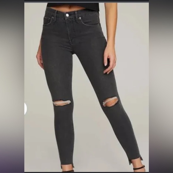 Good American distressed ripped high waist black jeans good curve / good leg 14 - Picture 1 of 10